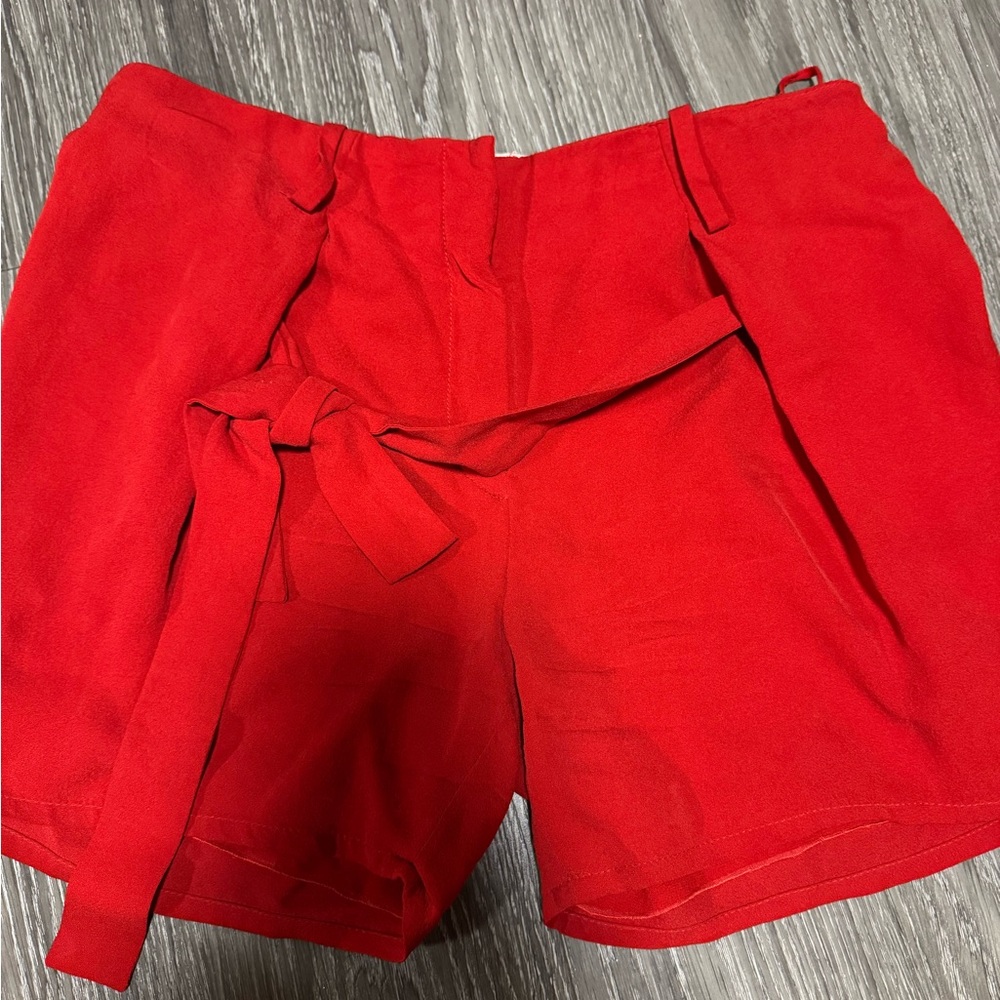 Women's Valentino Red Shorts with Tie Belt